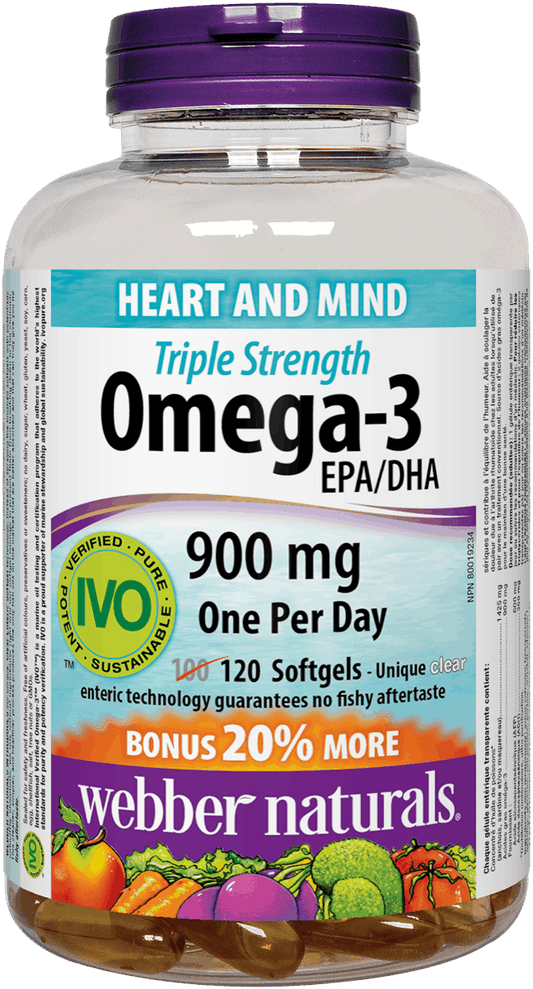 Webber Naturals Triple Strength Omega-3, 900mg, 120 softgels