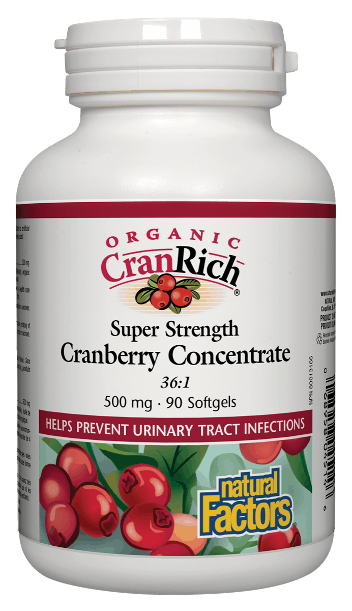 Natural Factors Organic CranRich Cranberry 36:1 Concentrat, 500mg 90 Softgels