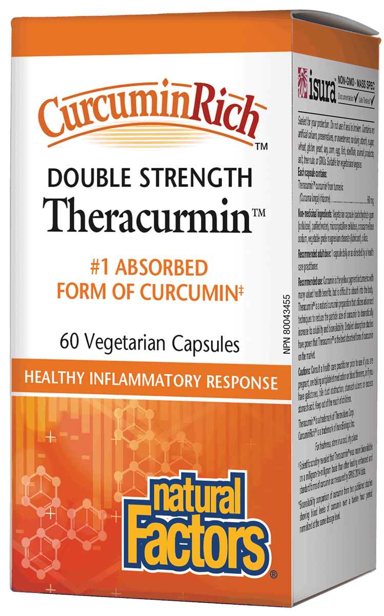 Natural Factors CurcuminRich Double Strength Theracurmin 60 V-Capsules