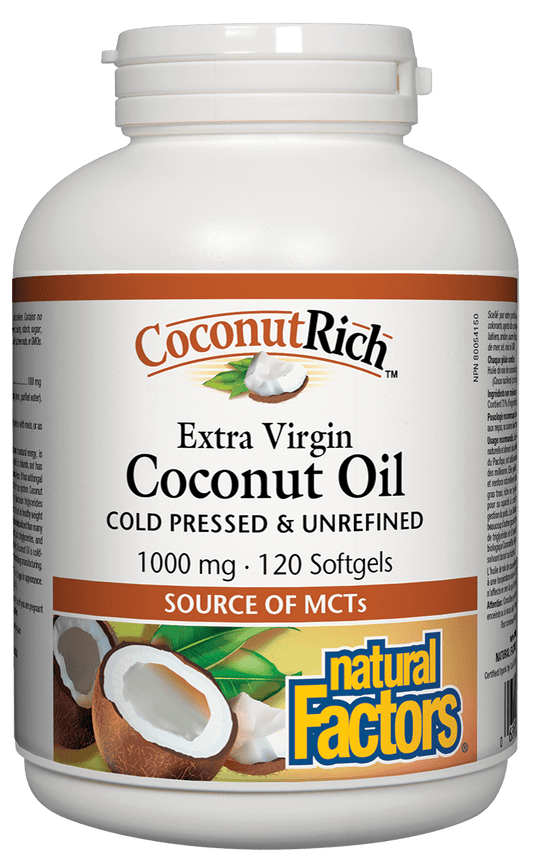 Natural Factors CoconutRich Extra Virgin Coconut Oil 120 Softgels