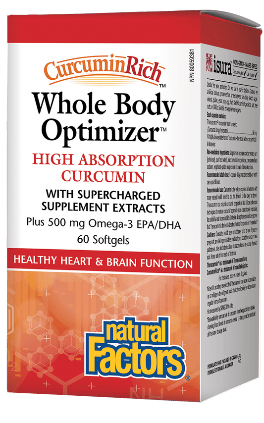 Natural Factors Whole Body Optimizer, High Absorption Curcumin 60 Softgels