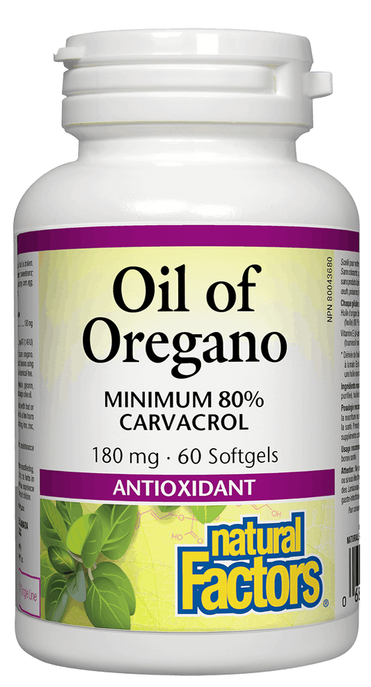 Natural Factors Organic Oil of Oregano 180mg 60 Softgels