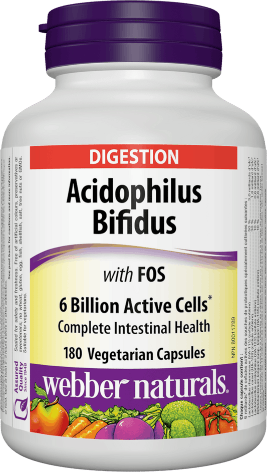 Webber Naturals Acidophilus with Bifidus & FOS, 180 caps