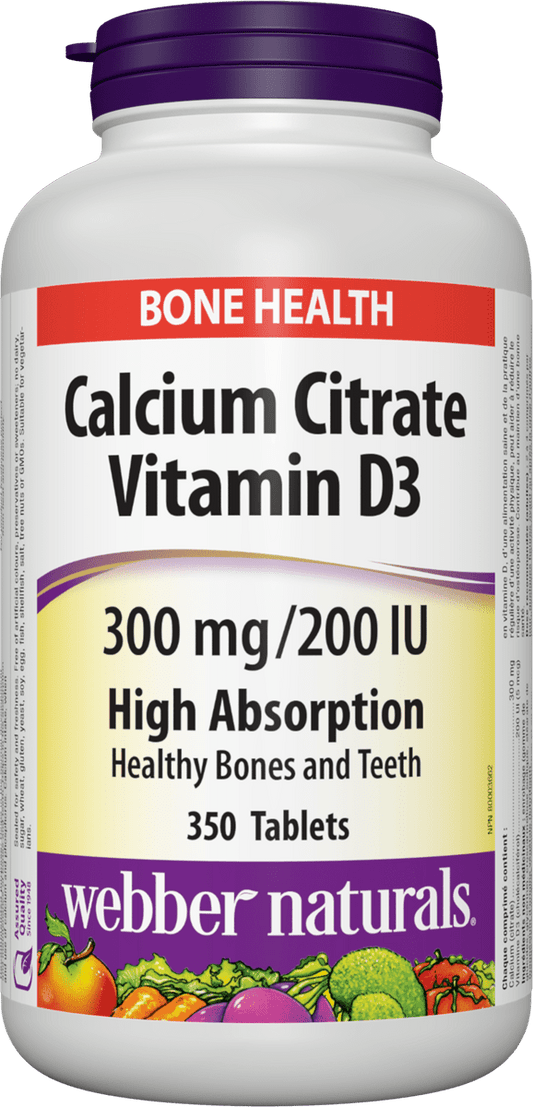 Webber Naturals - Calcium Citrate with Vitamin D3 300 mg / 200 IU - 350 Tablets