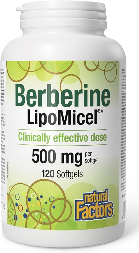 Natural Factors Berberine LipoMicel 500mg 120 Softgels