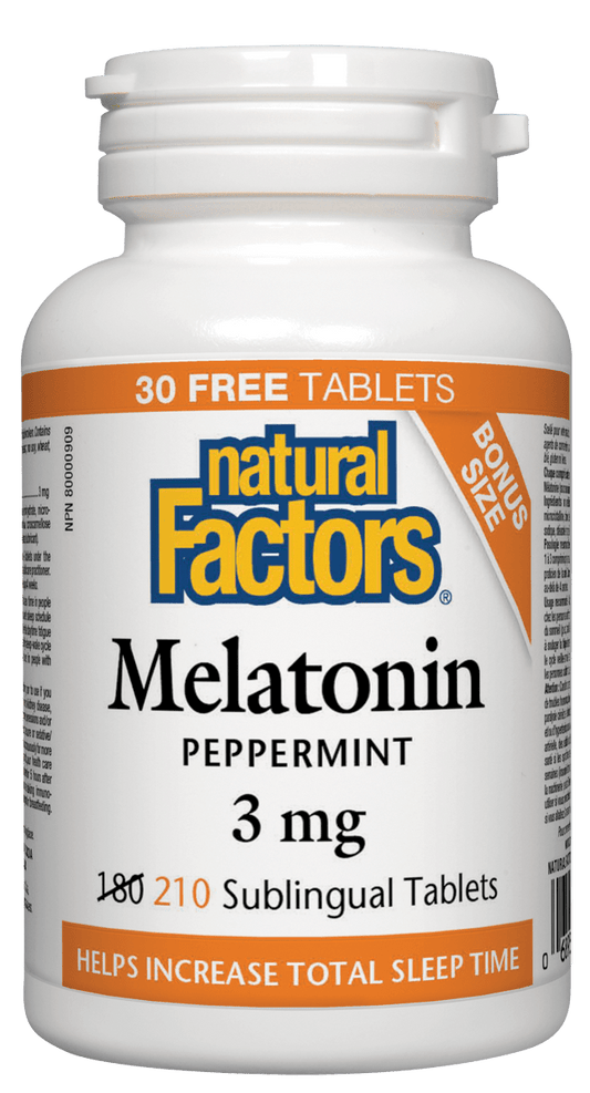 Natural Factors Melatonin 3mg Bonus 210 Sublingual Tablets
