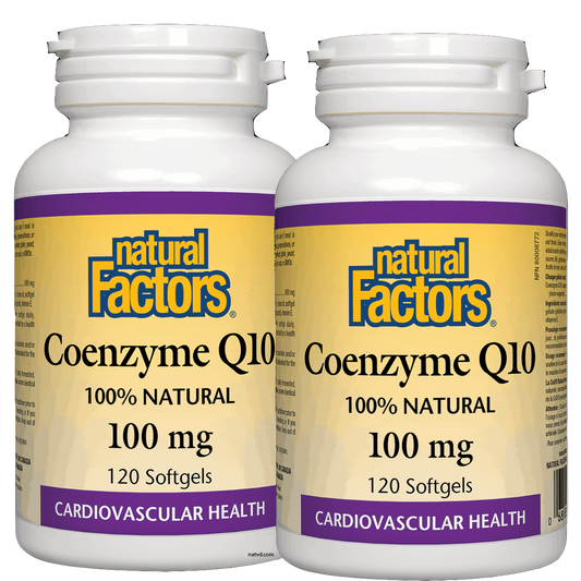 2 x Natural Factors Coenzyme Q10 100mg 120 Softgels Bundle