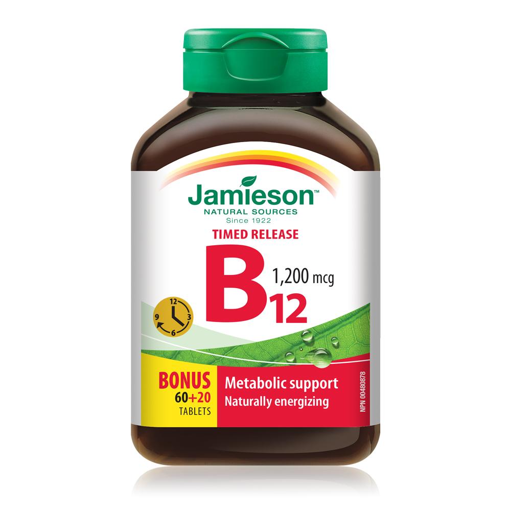Jamieson Vitamin B12 Methylcobalamin Timed Release 60 + 20 tablets