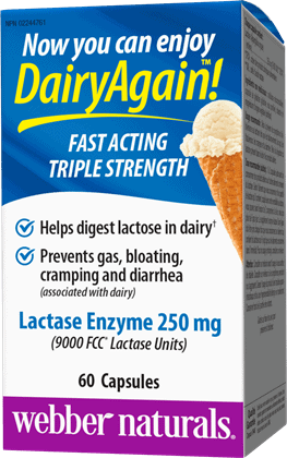 Webber Naturals Lactase Enzyme(9000FCC) Blister Packed, 60 caps