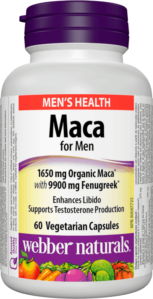Webber Naturals Maca for Men 1650 mg Organic Maca with 9900 mg Fenugreek