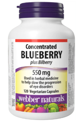 Webber Naturals Blueberry Plus 500mg/50mg with Bilberry 120 v-caps