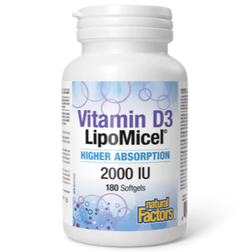 Natural Factors Vitamin D3 LipoMicel Matrix Liquid 180 Softgels