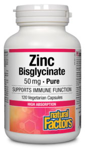 Natural Factors Zinc Bisglycinate 50mg 120 V-Capsules