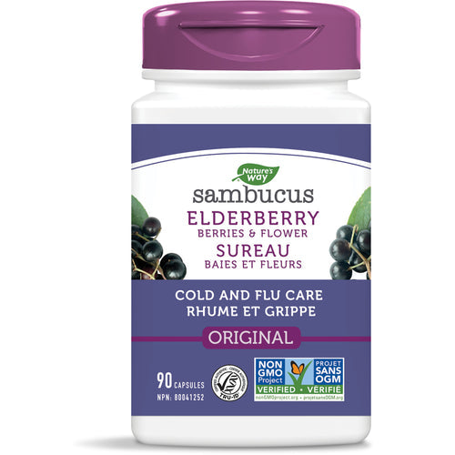 Nature's Way Sambucus Elderberry Cold and Flu Care Capsules 90 Capsules