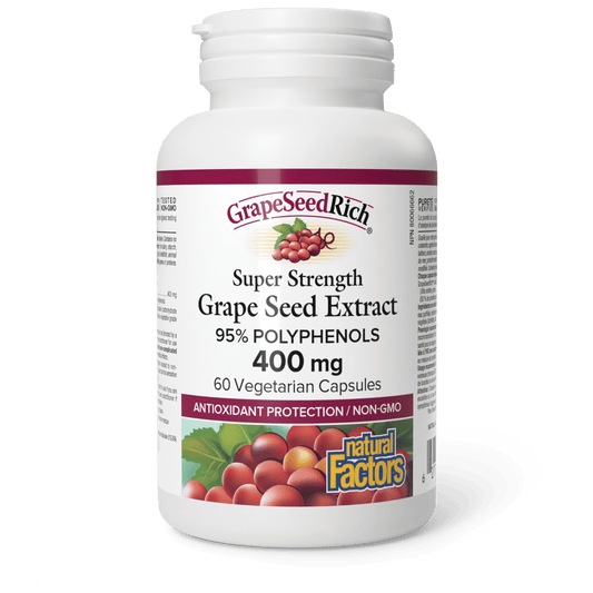 Natural Factors GrapeSeedRich Super Strength Grape Seed Extract 400mg, 60 V-Capsules