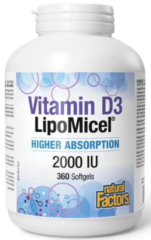 Natural Factors Vitamin D3 LipoMicel Matrix Liquid 360 Softgels