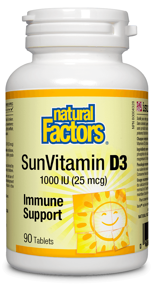 Natural Factors SunVitamin D3 Tablets 1000IU 90 Tablets
