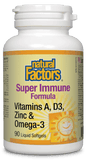 Natural Factors Vitamin A, D3, Zinc & Omega 3 90 Liquid Softgels