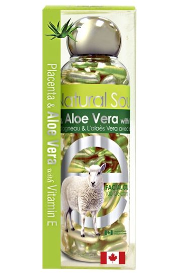Bill Natural Sources Lamb Placenta Facial Moisturizer with Aloe Vera & Vitamin E 100 Gel-Capsules