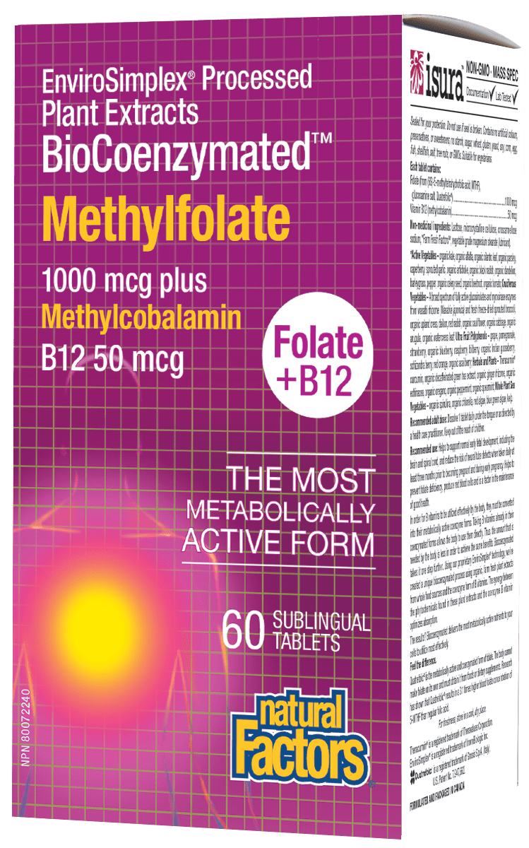 Natural Factors BioCoenzymated Methylfolate 1000mcg plus B12 60 Tablets
