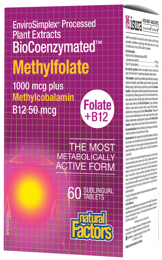 Natural Factors BioCoenzymated Methylfolate 1000mcg plus B12 60 Tablets