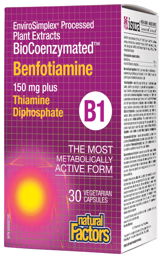 Natural Factors Benfotiamine 150mg plus Thiamine 30 V-Capsules