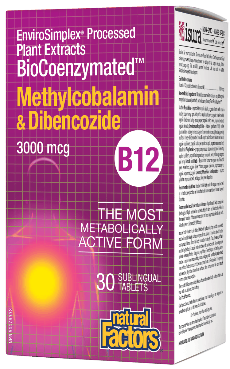 Natural Factors Methylcobalamin & Dibencozide 3000mcg 30 Sublingual Tablets