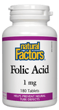 Natural Factors Folic Acid 1mg/1000mcg 180 Tablets