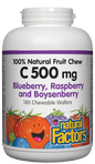 Natural Factors Chewable Vitamin C Blueberry, Raspberry Boysenberry 500mg 180 Chewable Wafers