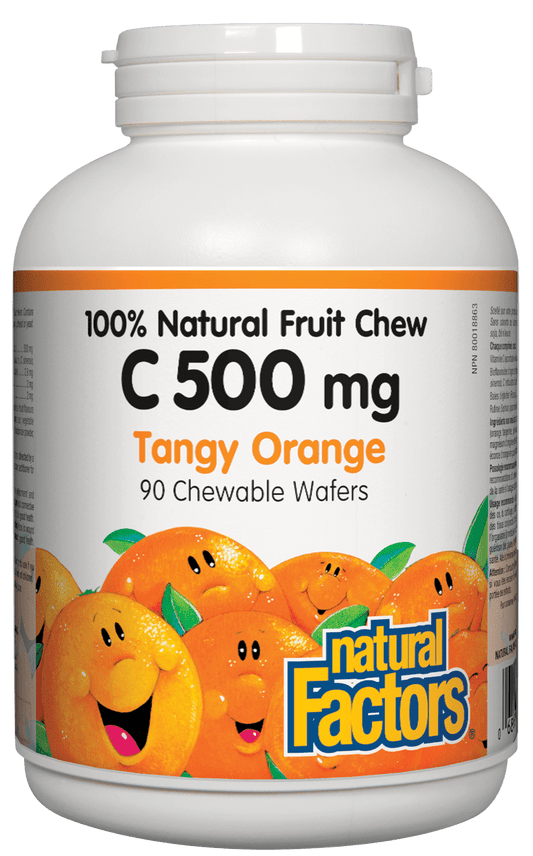 Natural Factors Vitamin C 500 mg Tangy Orange 90 Chewable Wafers