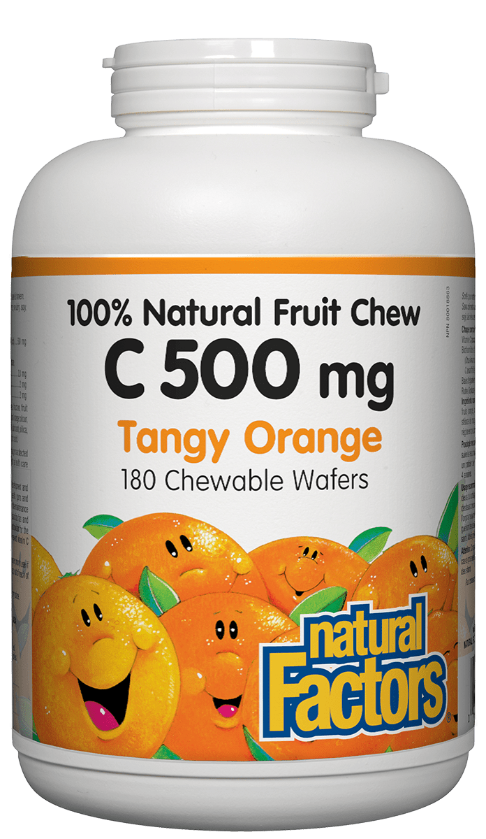 Natural Factors Vitamin C 500mg Tangy Orange 180 Chewable Wafers