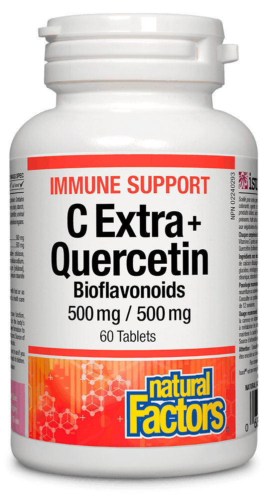 Natural Factors C Extra + Quercetin 500mg/500mg Bioflavonoids 60 Tablets