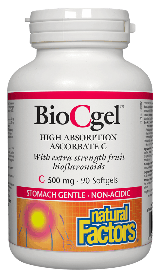 Natural Factors BioCGel High Absorption Ascorbate 500mg 90 Softgels