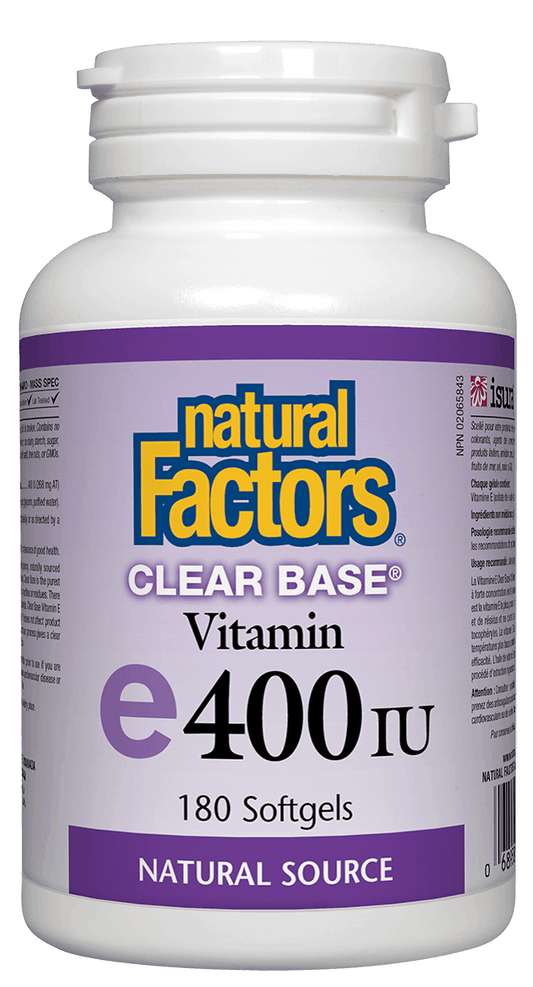 Natural Factors Vitamin E 400IU Clear Base 180 Softgels