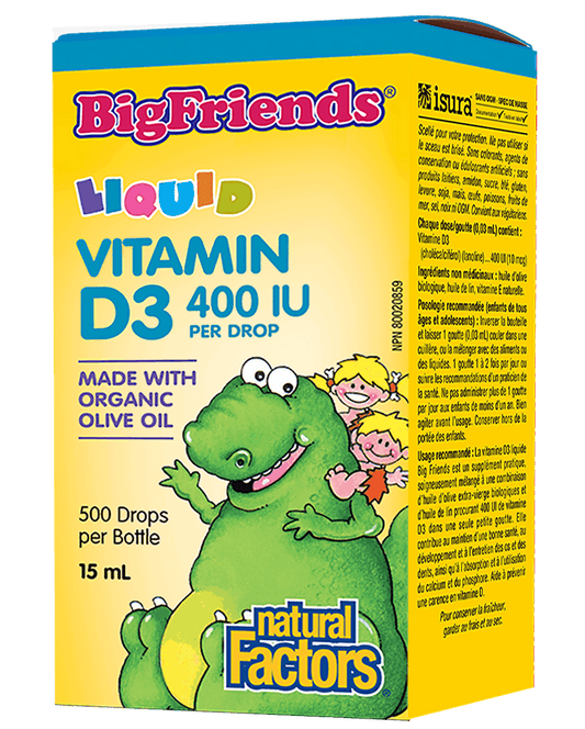 Natural Factors Big Friends Liquid Vitamin D3 400IU 15mL