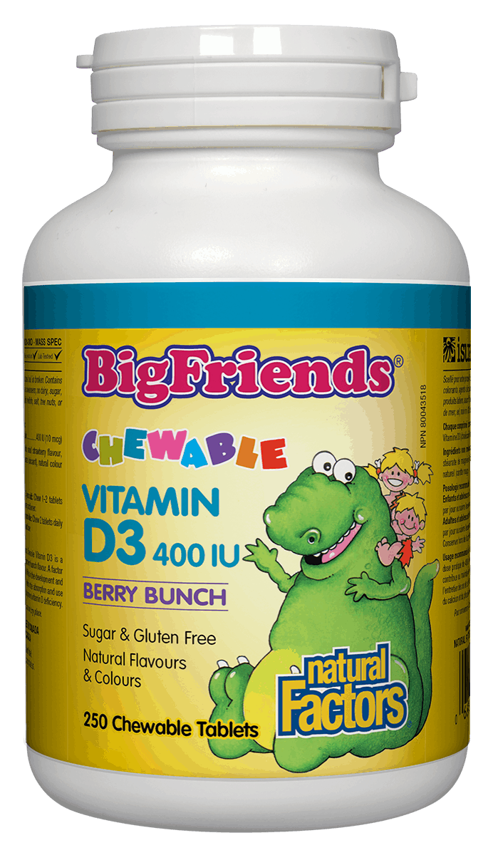 Natural Factors BigFriends Vitamin D3 250 Chewable Tablets
