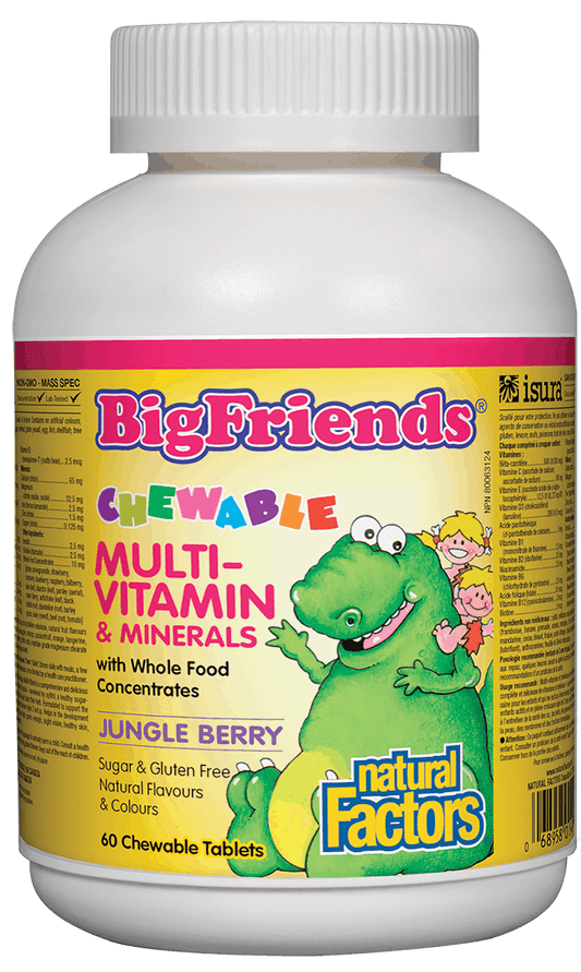 Natural Factors BigFriends Chewable Multivitamin and Minerals Jungle Berry 60 Chewable Tablets
