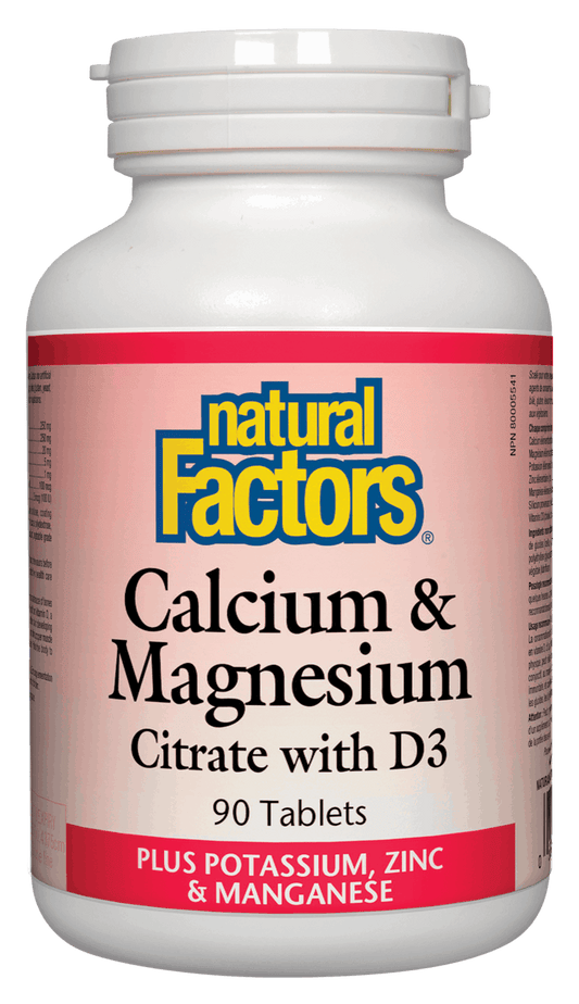 Natural Factors Calcium & Magnesium Citrate with D Plus Potassium & Zinc 90 Tablets