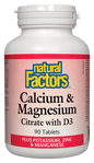 Natural Factors Calcium & Magnesium Citrate with D Plus Potassium & Zinc 90 Tablets