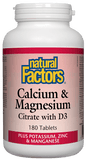 Natural Factors Calcium and Magnesium Citrate with D Plus Potassium and Zinc 180 Tablets