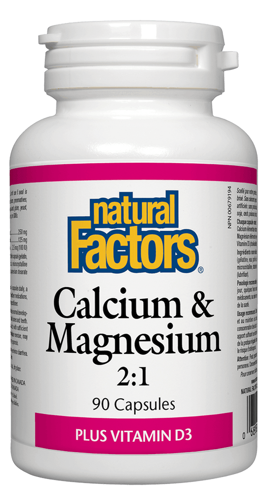 Natural Factors Calcium and Magnesium 2:1 with 100IU Vitamin D 90 Capsules