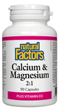 Natural Factors Calcium and Magnesium 2:1 with 100IU Vitamin D 90 Capsules