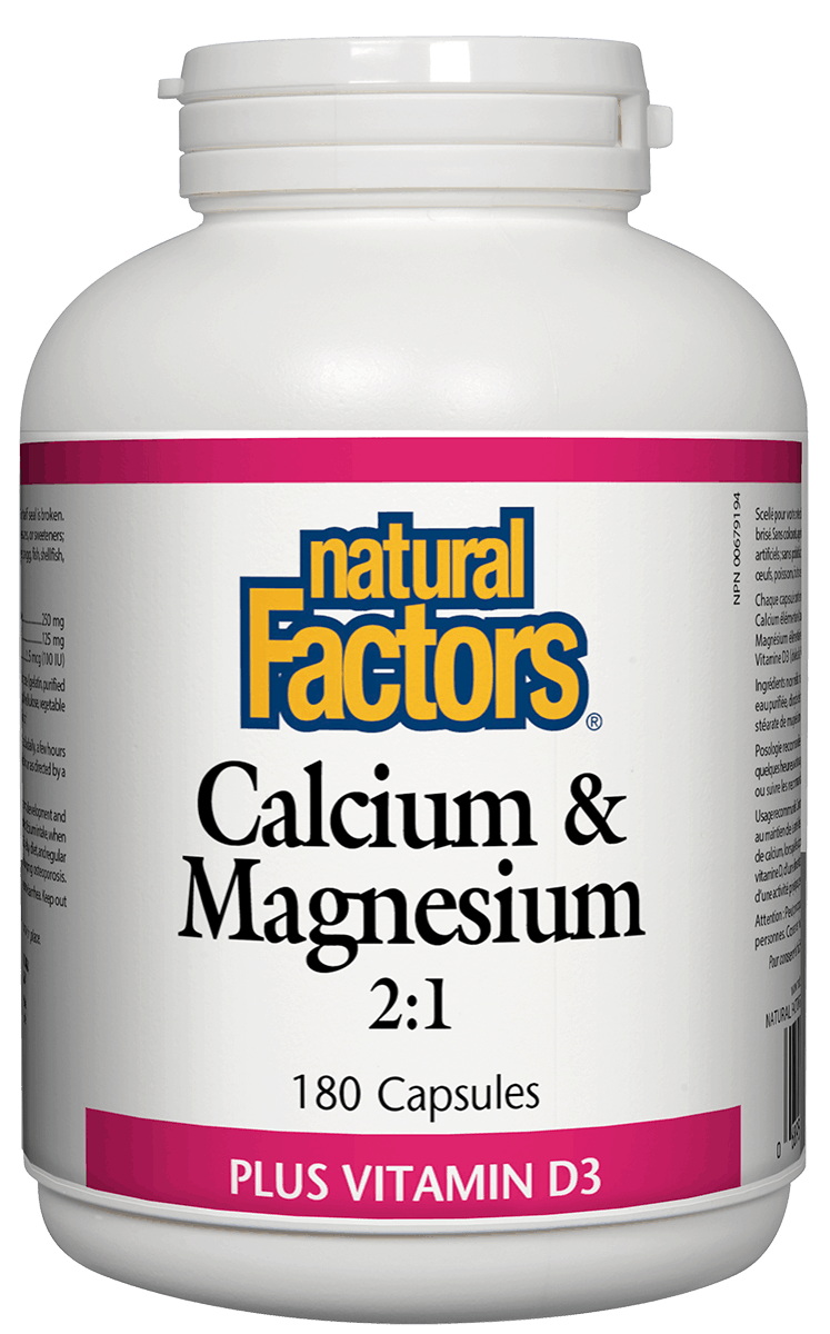 Natural Factors Calcium & Magnesium 2:1 with 100IU Vitamin D 180 Capsules