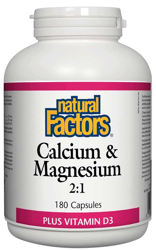 Natural Factors Calcium & Magnesium 2:1 with 100IU Vitamin D 180 Capsules