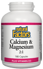 Natural Factors Calcium & Magnesium 2:1 with 100IU Vitamin D 180 Capsules