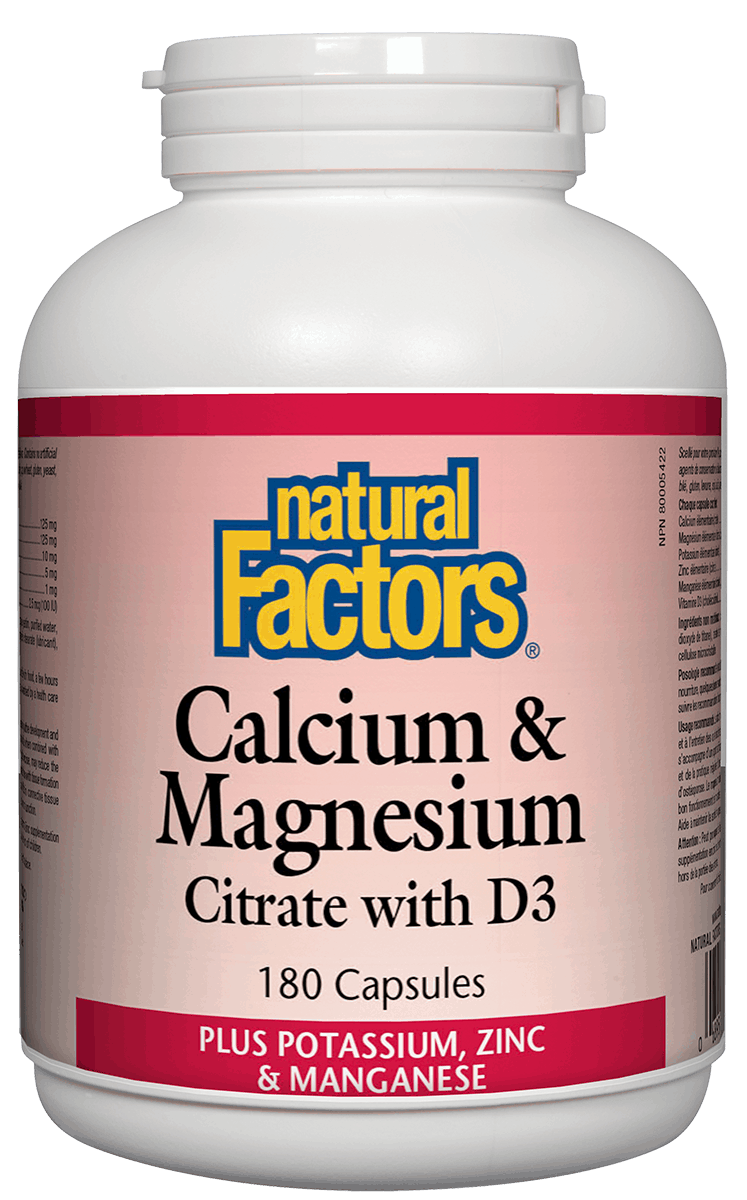 Natural Factors Calcium & Magnesium Citrate w/ D3 180 Capsules