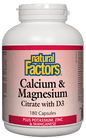 Natural Factors Calcium & Magnesium Citrate w/ D3 180 Capsules
