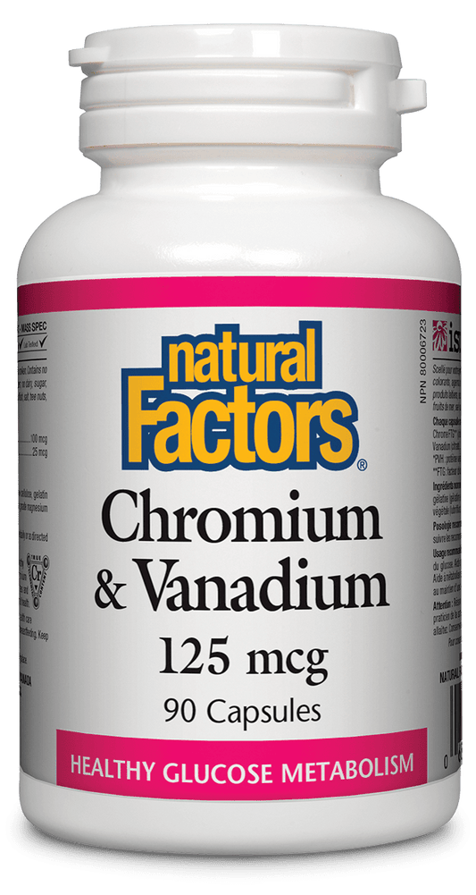 Natural Factors Chromium and Vanadium 125mcg
