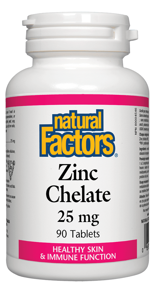 Natural Factors Zinc Chelate 25mg 90 Tablets