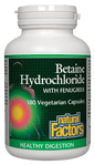 Natural Factors Betaine Hydrochloride with Fenugreek 180 V-Capsules